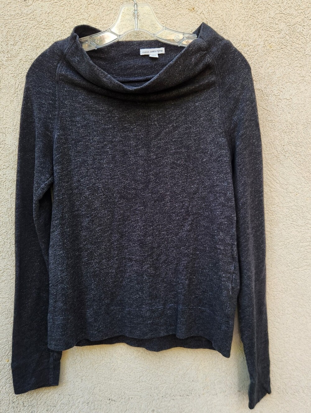 STANDARD JAMES PERSE Womens Top Medium Black Cotton Cowl Neck Base Layer Sweater